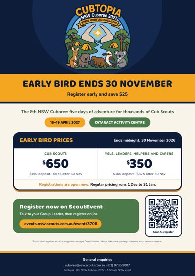 Early bird ends 30 November poster preview